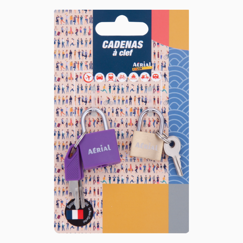 Lot de 2 cadenas métalliques à clé – Aerial