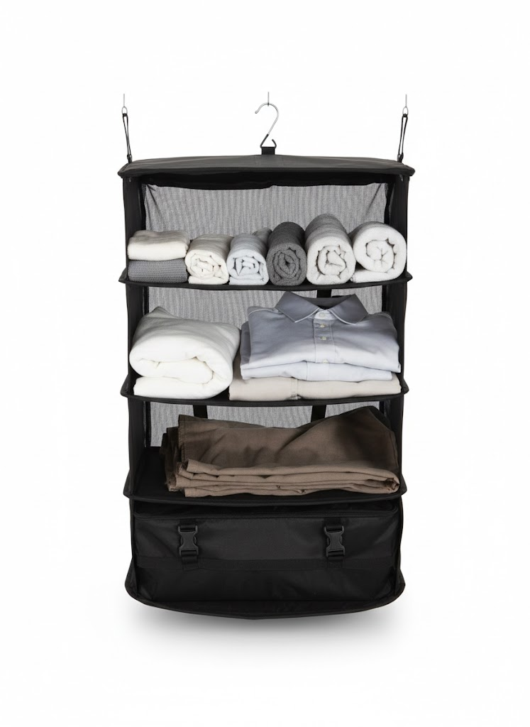 Organiseur de valise 4 compartiments – Dressing de voyage pliable – Aérial - Baggyver