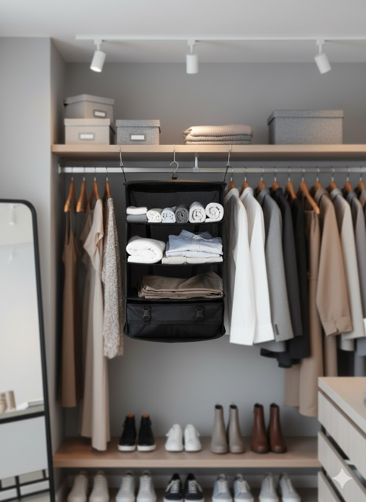 Organiseur de valise 4 compartiments – Dressing de voyage pliable – Aérial - Baggyver